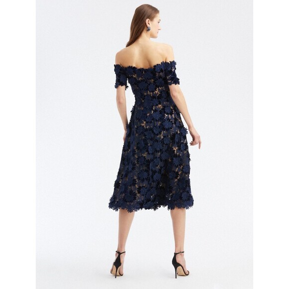 NWT.$5990 OSCAR DE LA RENTA Off-the-shoulder Velvet And Guipure Lace Dress Sz 14 - Picture 3 of 10